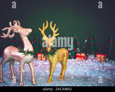 Christmas background with deers Stock Photo