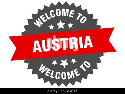 Austria sign. welcome to Austria red sticker Stock Vector