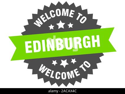 Edinburgh sign. welcome to Edinburgh green sticker Stock Vector