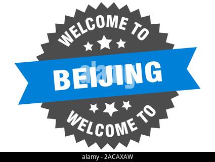 Beijing sign. welcome to Beijing blue sticker Stock Vector