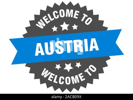 Austria sign. welcome to Austria blue sticker Stock Vector