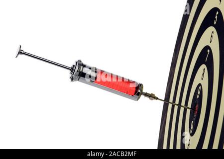 Syringe, injection into target Stock Photo