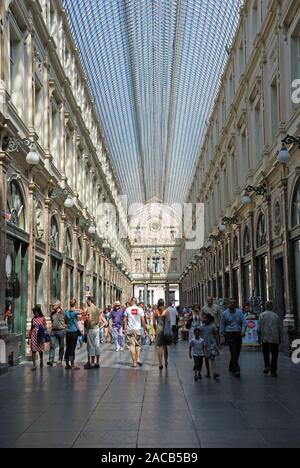 Shopping arcade Galeries Royales Saint-Hubert, Brussels, Belgium Stock Photo