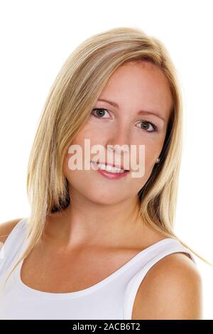 blonde woman with freckles Stock Photo