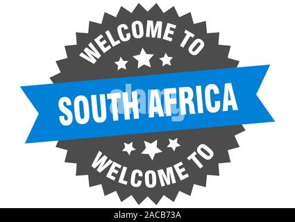 South Africa sign. welcome to South Africa blue sticker Stock Vector