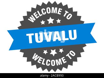 Tuvalu sign. welcome to Tuvalu blue sticker Stock Vector