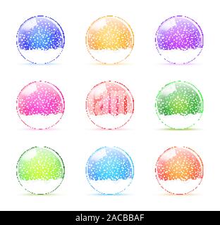 Set of colorful snow globes vector Stock Vector