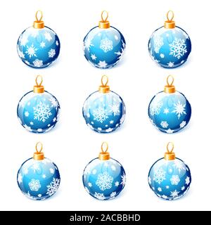 Set of blue Christmas balls isolated on white background vector Stock Vector