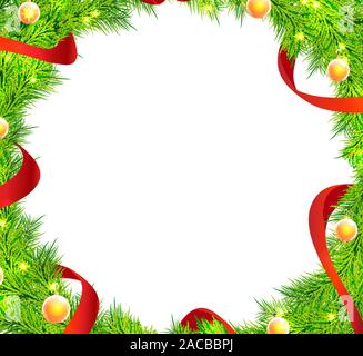 Christmas tree branches frame vector Stock Vector