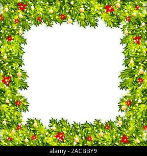 Christmas tree branches frame vector Stock Vector