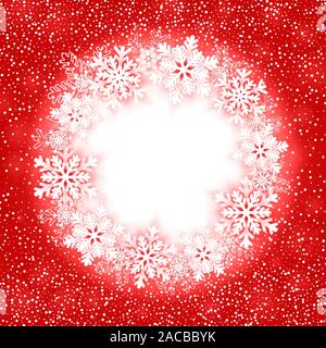 Christmas round frame with snowflakes. Vector illustration Stock Vector