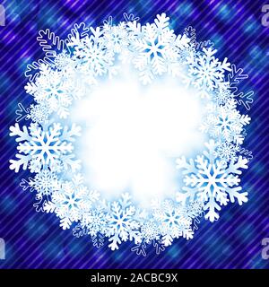 Christmas round frame with snowflakes. Vector illustration Stock Vector