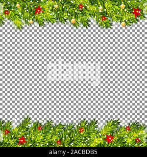 Christmas tree branches on transparent background vector Stock Vector