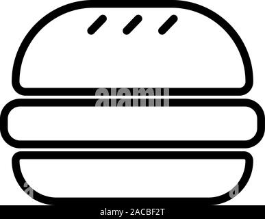 Black outlined symbol of a hamburger, isolated on white background. Stock Vector