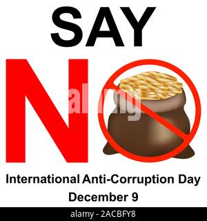 International anti-corruption day, say no to corruption United against corruption Stock Vector