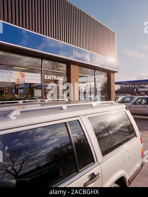 Volvo Car dealership, in Wakefield, in 1988, West Yorkshire, Northern England, UK Stock Photo