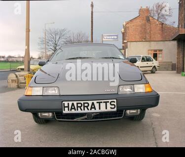 Volvo Car dealership, in Wakefield, in 1988, West Yorkshire, Northern England, UK Stock Photo