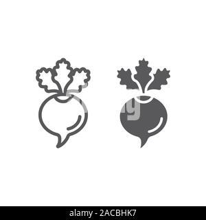 Beetroot line and glyph icon, beet and vegetable, vitamin sign, vector graphics, a linear pattern on a white backgrond. Stock Vector