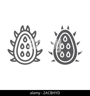 Pitaya line and glyph icon, food and exotic, tropical fruit sign, vector graphics, a linear pattern on a white backgrond. Stock Vector