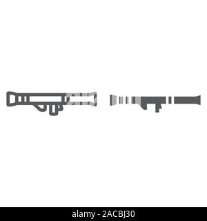 Rocket launcher line and glyph icon, army and military, weapon sign, vector graphics, a linear pattern on a white background. Stock Vector