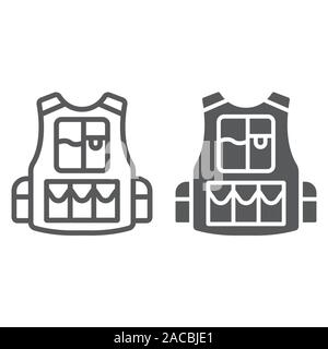 Bulletproof vest icon logo sign vector outline in black and white color ...