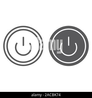 Computer power button line and glyph icon, switch and computer, on off sign, vector graphics, a linear pattern on a white background. Stock Vector