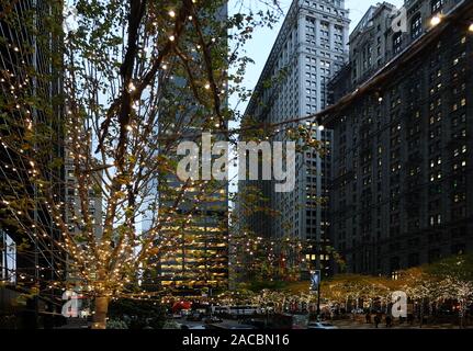 NEW YORK, USA - NOVEMBER 15, 2017: Christmas mood on the streets. Lights and decorations for New Year celebrations Stock Photo