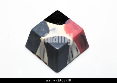 beautiful chocolate cubes placed on white background Stock Photo