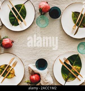 Autumn table styling or setting for holiday celebration, square crop Stock Photo