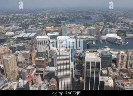 View from Westfield Tower onto Darling Harbour, Sydney, Australia Stock Photo