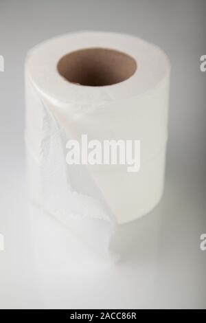 A single roll of white toilet paper.