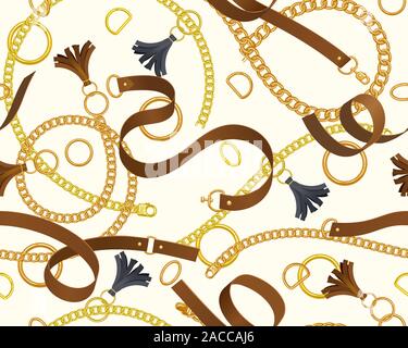 Chain and belt pattern Stock Vector