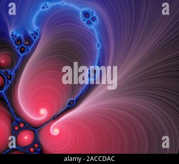 Julia fractal. Computer-generated fractal derived from the Julia Set. Fractals are patterns that are formed by repeating some simple process on an eve Stock Photo