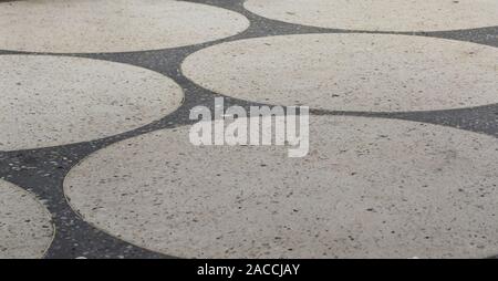 Photo on top of huge circles on the floor and marble chips Stock Photo