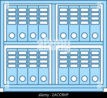Office Cabinet With Folders Icon. Thin Line With Blue Fill Design. Vector Illustration. Stock Vector