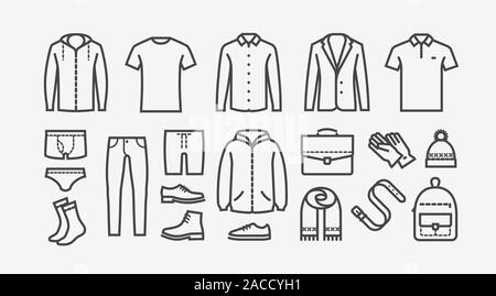 Clothing icon set in linear style. Shopping, fashion vector ...