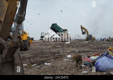 Piranha garbage dump site at Ahmedabad, Gujarat, India Stock Photo