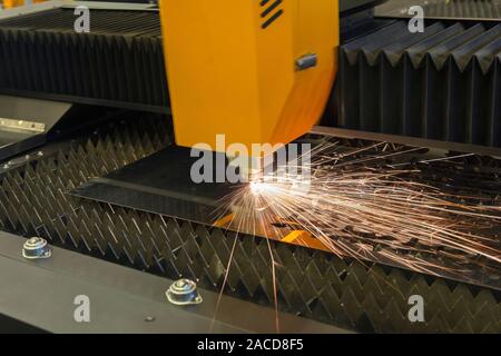 Laser cutting, CNC modern industrial technology Stock Photo