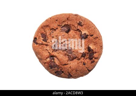 double chocolate chip cookie or biscuit - topview isolated on white background Stock Photo