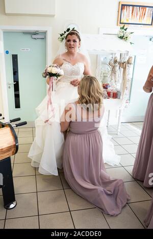 A tradition English indoor wedding ceremony at Floral Hall, Tunstall, Stoke on Trent, Wedding photography, celebration, traditional wedding Stock Photo