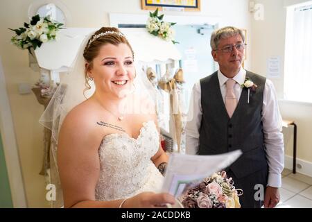 A tradition English indoor wedding ceremony at Floral Hall, Tunstall, Stoke on Trent, Wedding photography, celebration, traditional wedding Stock Photo