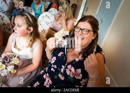 A tradition English indoor wedding ceremony at Floral Hall, Tunstall, Stoke on Trent, Wedding photography, celebration, traditional wedding Stock Photo