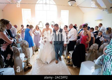 A tradition English indoor wedding ceremony at Floral Hall, Tunstall, Stoke on Trent, Wedding photography, celebration, traditional wedding Stock Photo