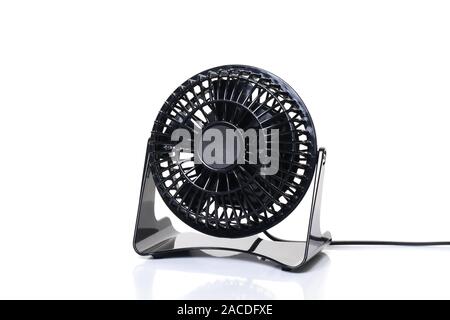 small table fan or ventilator on white background Stock Photo