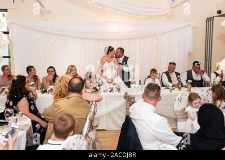 A tradition English indoor wedding ceremony at Floral Hall, Tunstall, Stoke on Trent, Wedding photography, celebration, traditional wedding Stock Photo