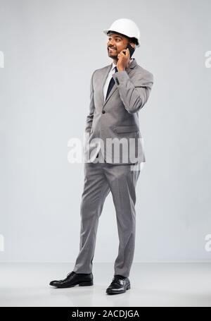 indian male architect calling on smartphone Stock Photo