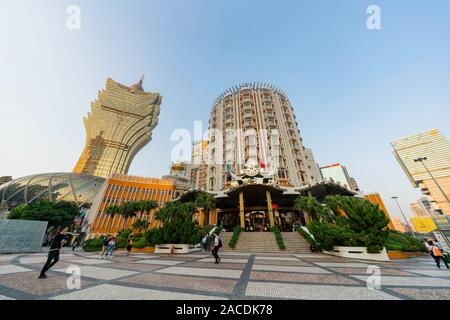 Macau, OCT 19: Exterior of the famous Lisboa Casino on OCT 19, 2019 at Macau, China Stock Photo