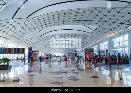 Hong Kong, OCT 20: Interior view of the famous Hong Kong International Airport on OCT 20, 2019 at Hong Kong, China Stock Photo