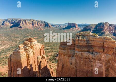 View from behind Bell Rock formation in Sedona, Arizona Stock Photo