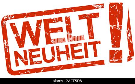 grunge stamp with frame colored red and text Weltneuheit Stock Vector